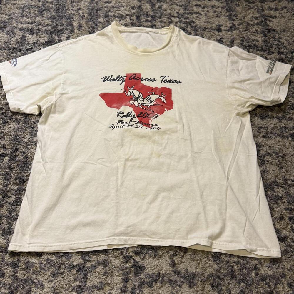 Vintage 2000 Waltz Across Texas Rally Armadillo T Shirt Size XL USA Y2K